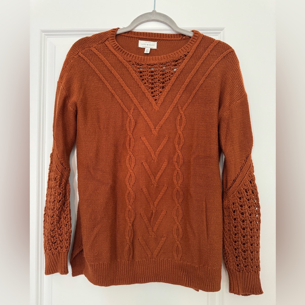 Lucky Brand Women’s Long Sleeve Knit Sweater Size Small Rust